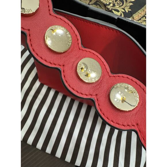 HENRI BENDEL SATCHEL LEATHER TRUE RED BUCKET HANDBAG UNIQUE - Picture 6 of 7